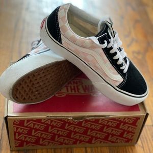 Old Skool Pink Checkered Platform Vans WOMENS